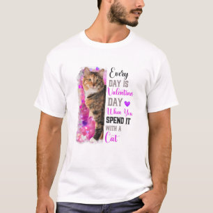 Womens Black Cat Mom Valentines Day Cat Mama Funky T-Shirt