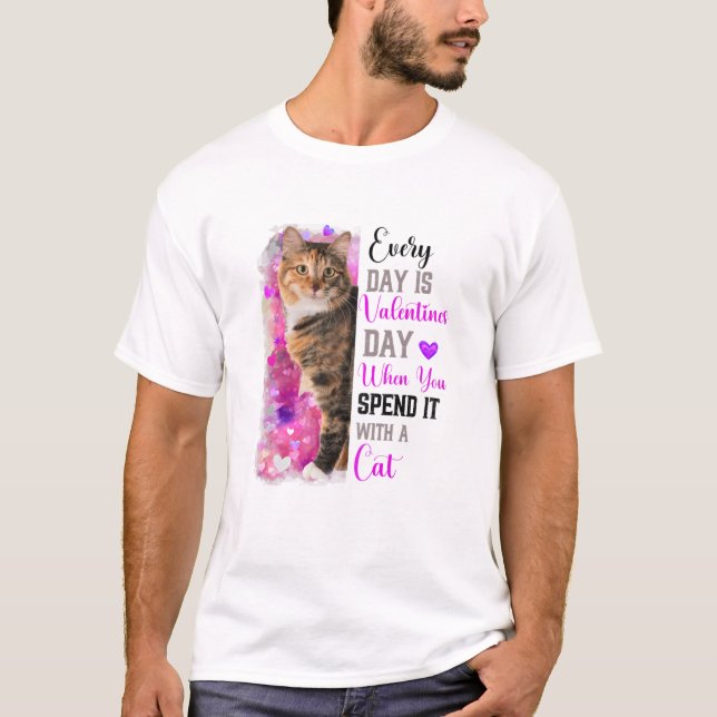 Womens Black Cat Mom Valentines Day Cat Mama Funky T-Shirt (Front)