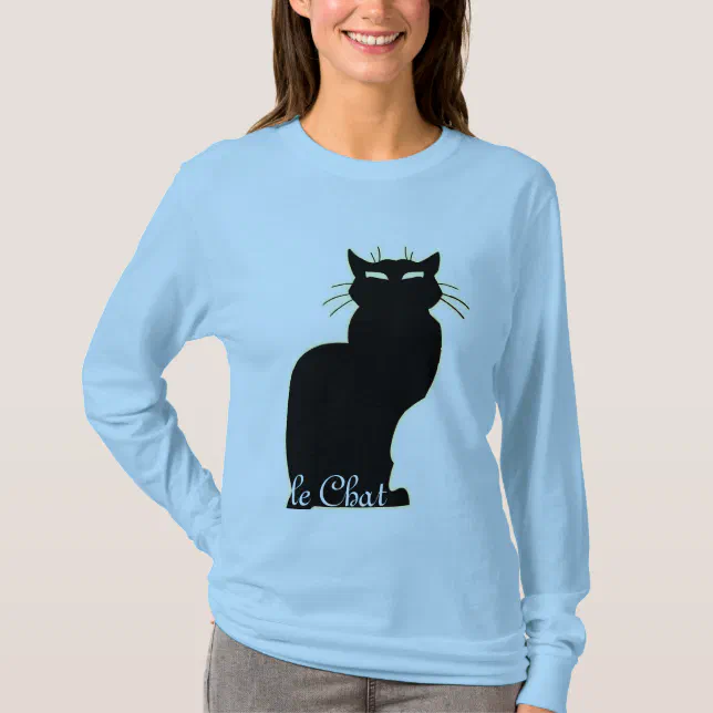 Women's Black Cat Shirt le Chat Ladies Cat Top | Zazzle