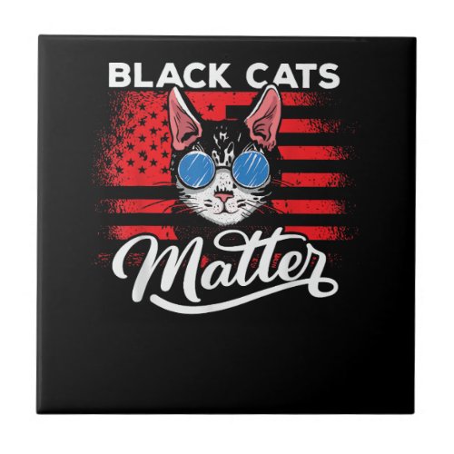 Womens Black Cats Lives Matter Funny parody kitten Ceramic Tile