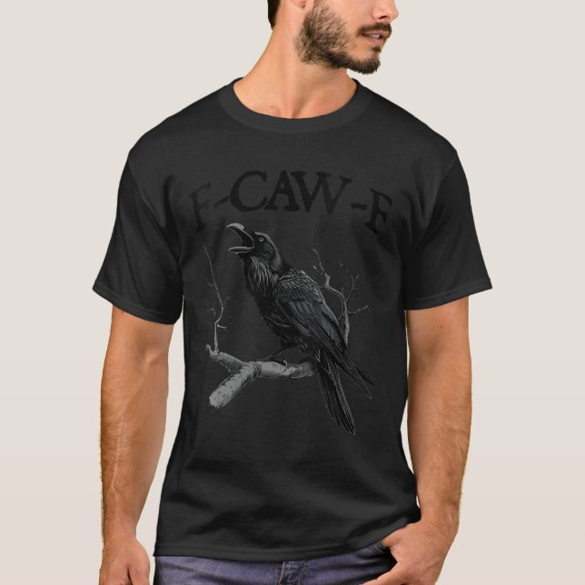 Womens Black Crow, F-caw-f Funny Black Bird V-neck T-Shirt (Front)