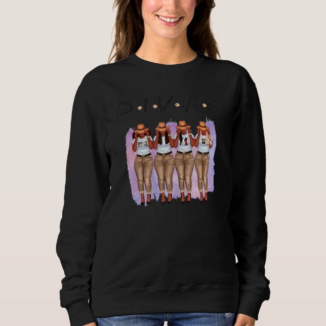Womens Black Divas Queen Melanin African American  Sweatshirt (Front)