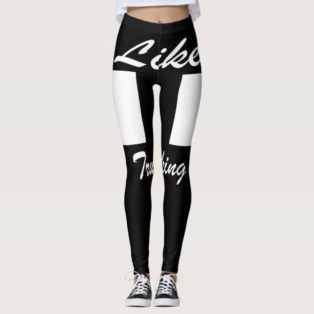 Womens Black Like Trucking Logo Leggings (Front)