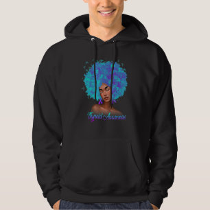 Womens Black Melanin Purple Teal Ribbon Thyroid Aw Hoodie
