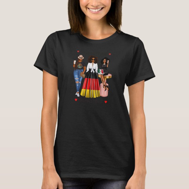 Womens Black Mexican Womens Half Mexican German Ge T-Shirt (Front)