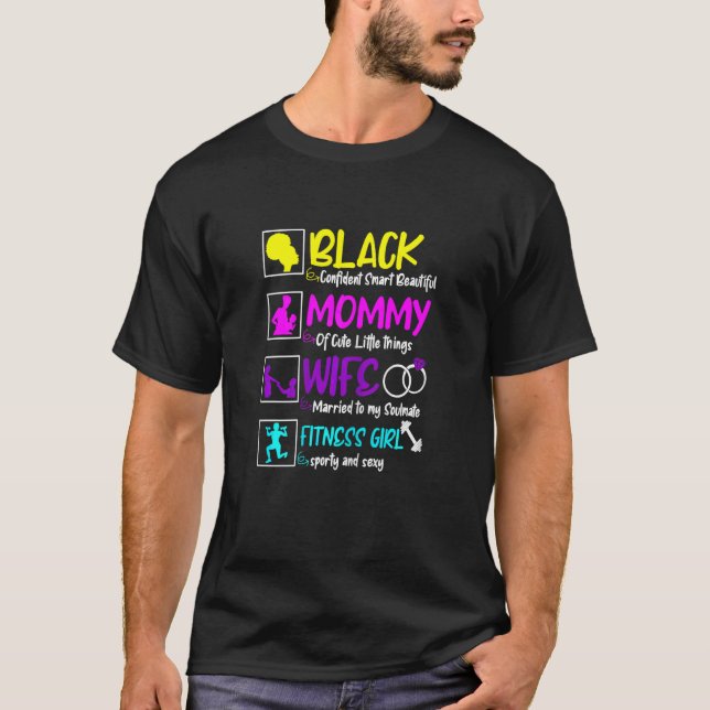 Womens Black Mommy Wife Fitness  Mothers Day Mom M T-Shirt (Front)