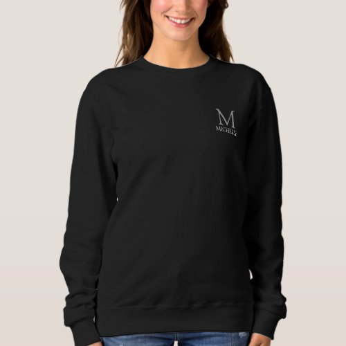 Womens Black Name Monogram Clothing Apparel Sweatshirt