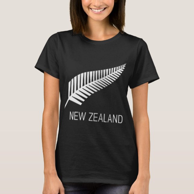 Womens Black New Zealand Fern Shirt Mens Black Pro (Front)