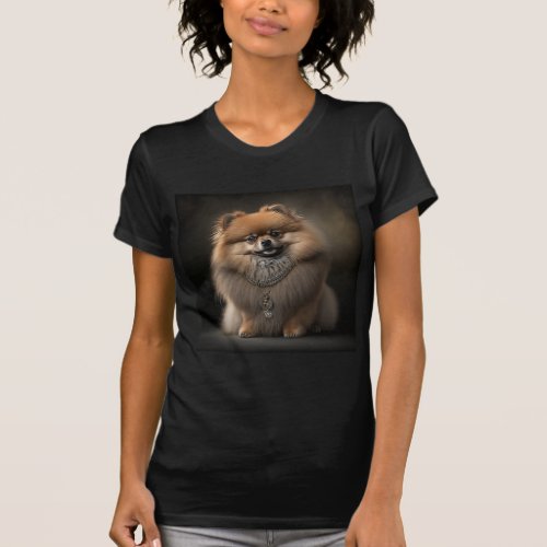 Womens Black Pomeranian T_Shirt _ 100 Cotton