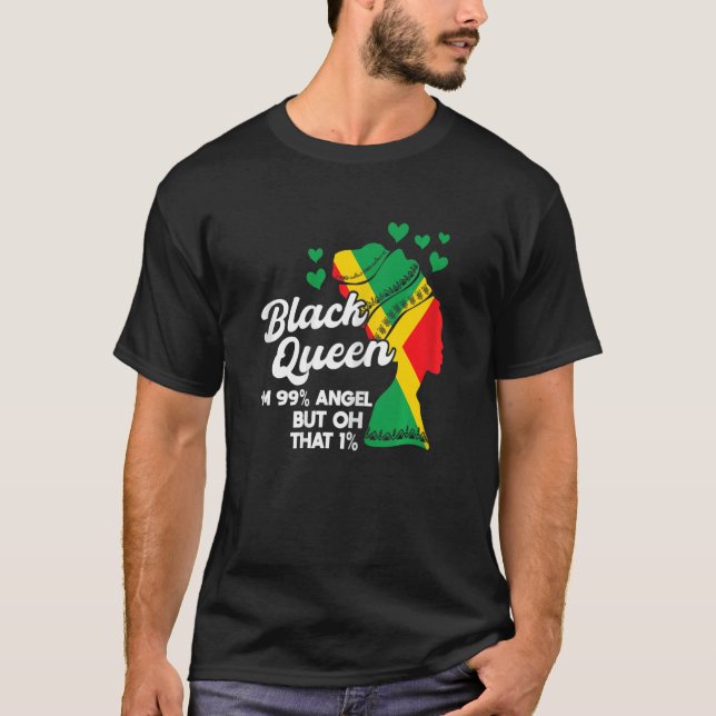 Womens Black Queen I'm 99 angel but that 1 Black Q T-Shirt (Front)