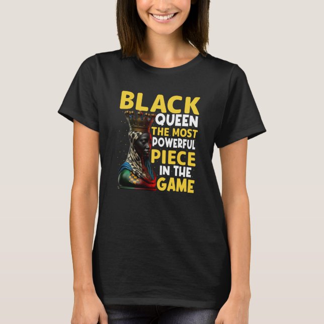 Womens Black Queen Most Powerful Chess African Ame T-Shirt (Front)