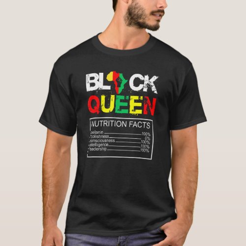 Womens Black Queen Nutritional Facts Girls Funny B T_Shirt