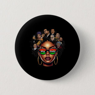 Womens Black Queen Pride Afro Girl Bhm Black Histo Button