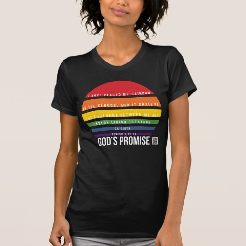 Womens Black T_Shirt Rainbow Circle