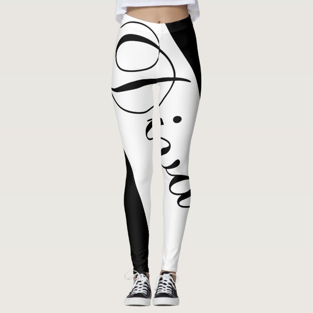 Women's black & white leggings (Front)