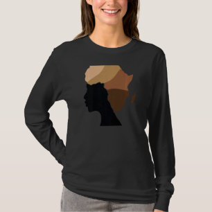 Womens Black Woman Africa Map Hair Melanin Blm Pro T-Shirt