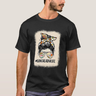 Womens Bleached Lunch Lady Messy Bun Lunch Lady Li T-Shirt