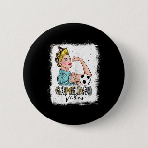 Womens Bleached Soccer Game Day Vibes Soccer Mom G Button
