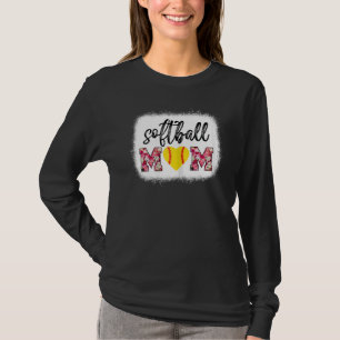 Womens Bleached Softball Mom Softball Game Day Vib T-Shirt