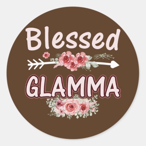 Womens Blessed Glamma Floral Mom Grandma Xmas Classic Round Sticker