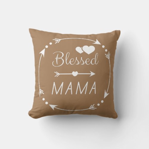 Womens Blessed Mama Tee Mothers Day Tee Mothers Throw Pillow