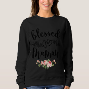 Womens Blessed Mamaw Cute Flower Mamaw  Tee