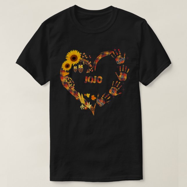 Womens Blessed to be called Jojo autumn flower Hea T-Shirt (Design Front)