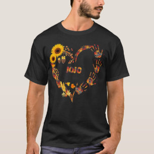 Womens Blessed to be called Jojo autumn flower Hea T-Shirt