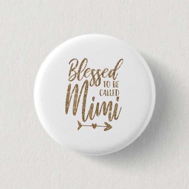 Womens Blessed To Be Called Mimi Grandma Mors Day Button (Front)