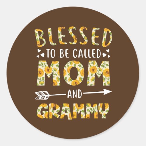 Womens Blessed to Be Called Mom and Grammy Classic Round Sticker