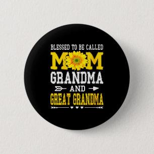 Womens blessed to be called mom grandma great button
