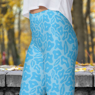 Womens Blue and Baby Blue Pattern Yoga Leggings