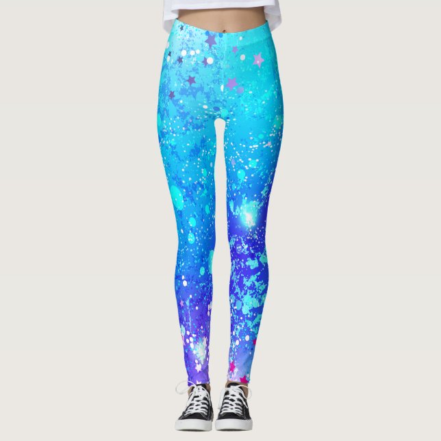 Women's blue and turquoise leggings (Front)