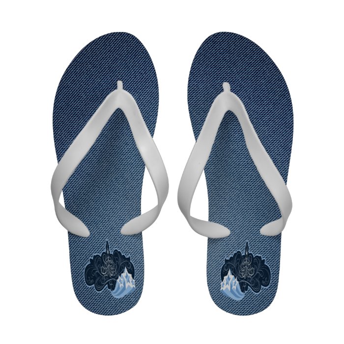 Womens Blue Denim Flip Flop Sandals