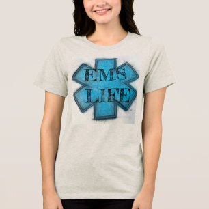 Women's blue EMS Life star of life Tri-Blend Shirt