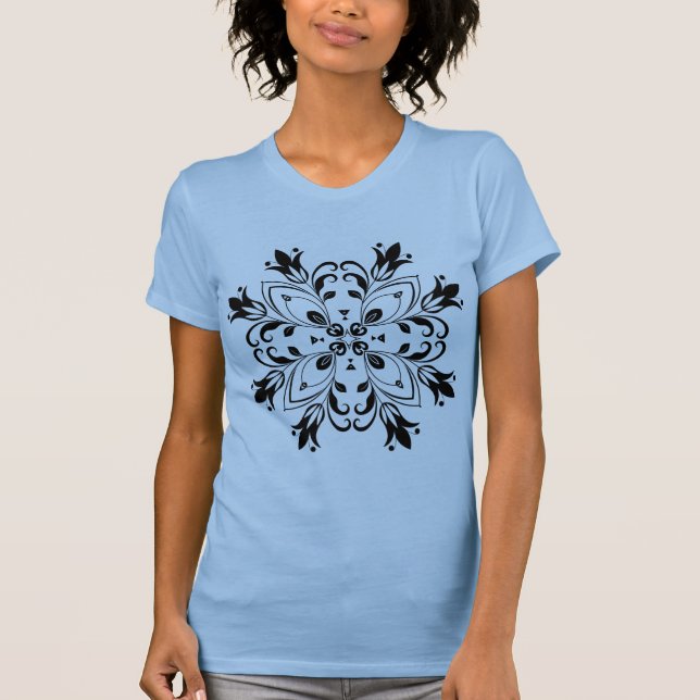 Women's Blue Floral Medallion T -Shirt T-Shirt (Front)