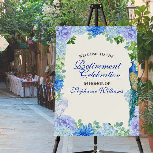 Women's Blue Floral Retirement Party Foam Board