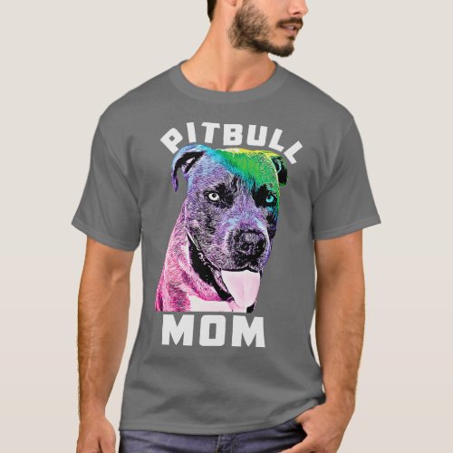 Womens Blue Nose Pitbull Mom Art Style Cool Pit T_Shirt