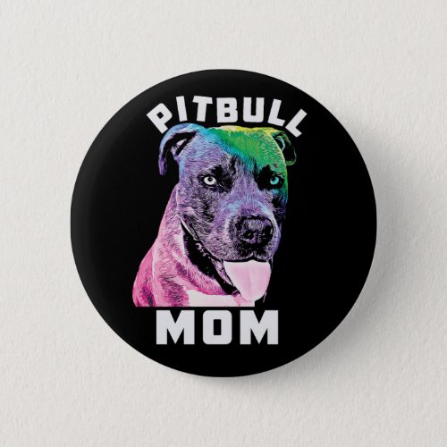 Womens Blue Nose Pitbull Mom Pop Art Style Cool Button
