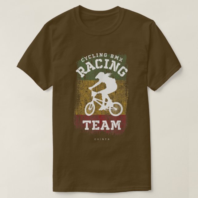 Womens BMX Bike Guinea Flag Biking Cycling Racing  T-Shirt (Design Front)