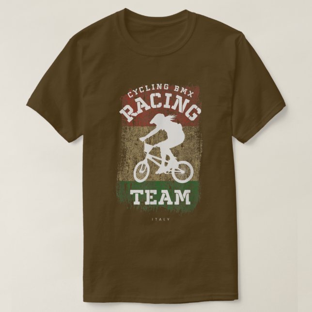 Womens BMX Bike Italy Flag Biking Cycling Racing B T-Shirt (Design Front)