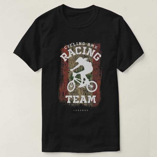Womens BMX Bike Lebanon Flag Biking Cycling Racing T-Shirt (Design Front)