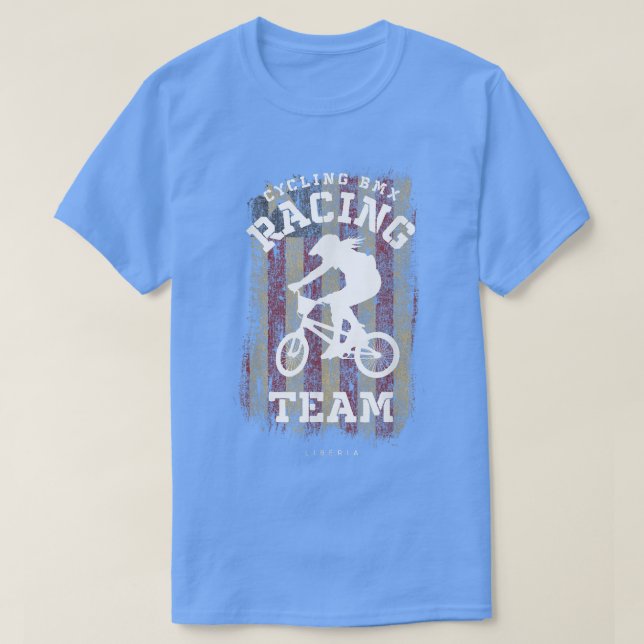 Womens BMX Bike Liberia Flag Biking Cycling Racing T-Shirt (Design Front)