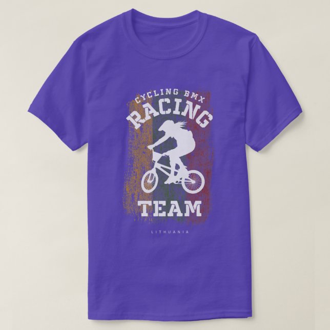 Womens BMX Bike Lithuania Flag Biking Cycling Raci T-Shirt (Design Front)