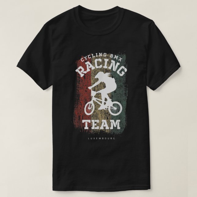 Womens BMX Bike Luxembourg Flag Biking Cycling Rac T-Shirt (Design Front)