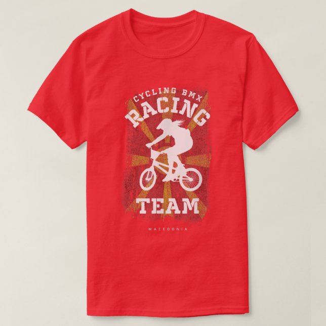 Womens BMX Bike Macedonia Flag Biking Cycling Raci T-Shirt (Design Front)