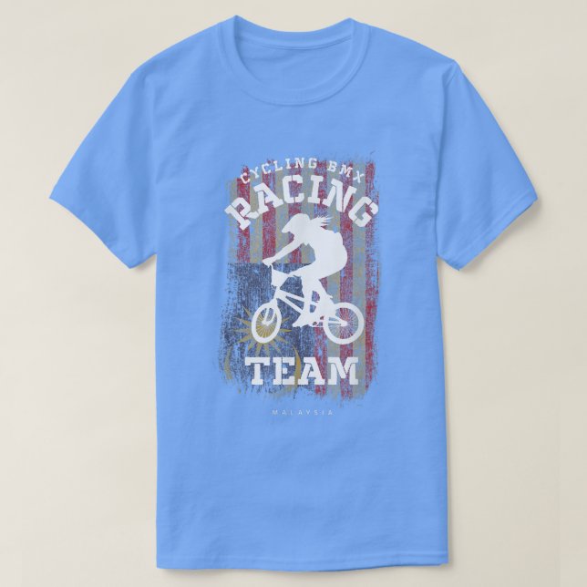 Womens BMX Bike Malaysia Flag Biking Cycling Racin T-Shirt (Design Front)