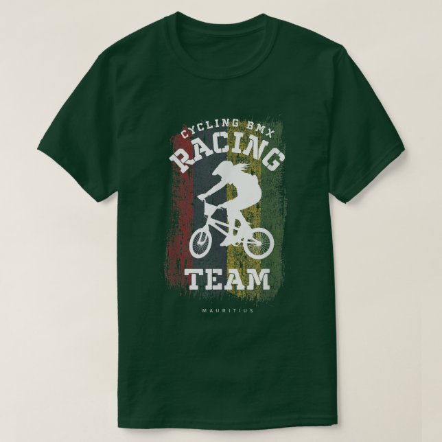 Womens BMX Bike Mauritius Flag Biking Cycling Raci T-Shirt (Design Front)