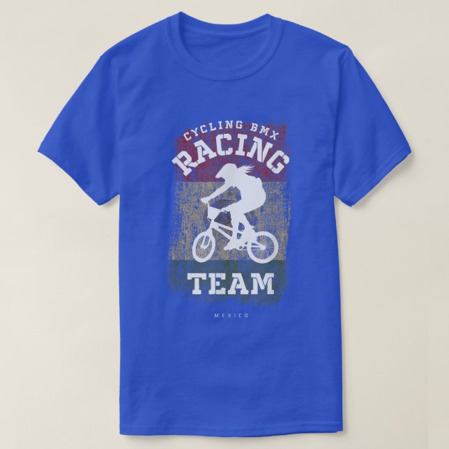 Womens BMX Bike Mexico Flag Biking Cycling Racing  T-Shirt (Design Front)
