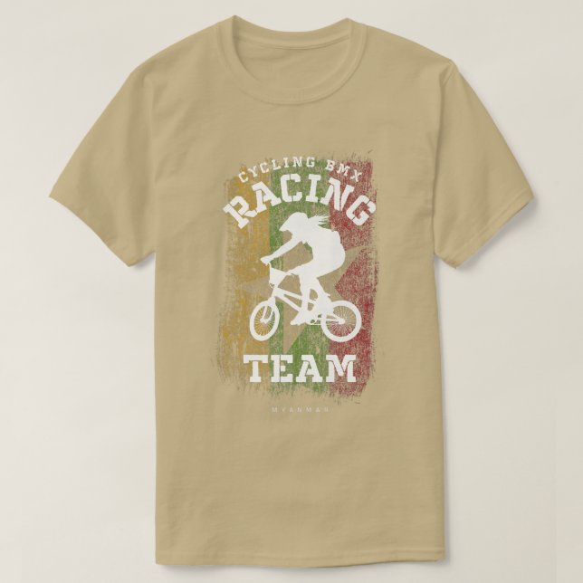 Womens BMX Bike Myanmar Flag Biking Cycling Racing T-Shirt (Design Front)